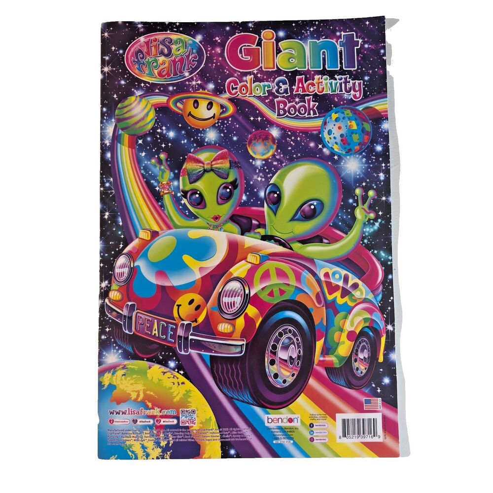 Lisa Frank Giant Color & Activity Book Alien Peace Car 90s Y2K Retro Brand New